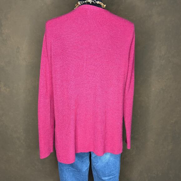 Eileen Fisher Cardigan Sweater Womens Small Open Front 100% Wool Pink Layer - Picture 3 of 7